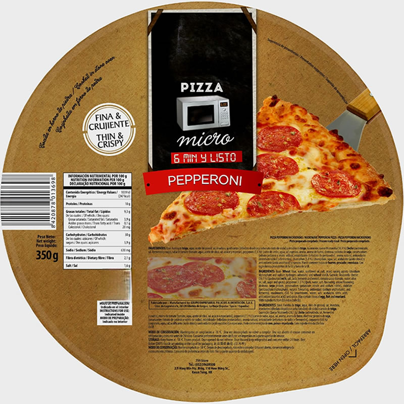 Pizza de peperoni al microondas