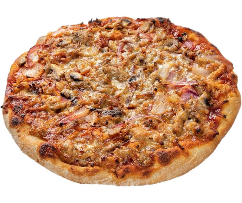 Pizza de cerdo desmenuzada